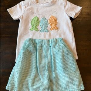 Fish appliqué short set
